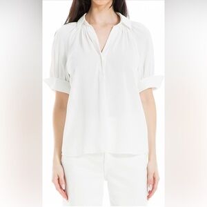 NWOT Max Studio Women's Texture Woven Collared Blouse